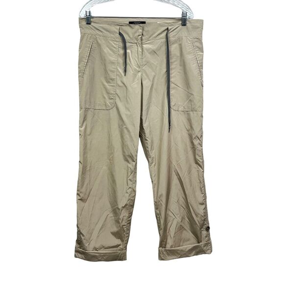 Weekend Max Mara Womens Pants Relaxed SportDrawstring Rolled Button Hem Beige W8 - Picture 2 of 7